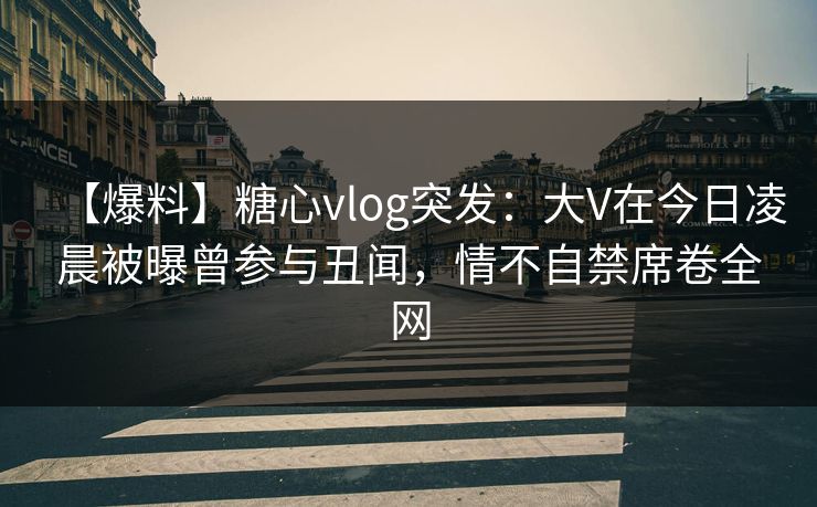 【爆料】糖心vlog突发：大V在今日凌晨被曝曾参与丑闻，情不自禁席卷全网