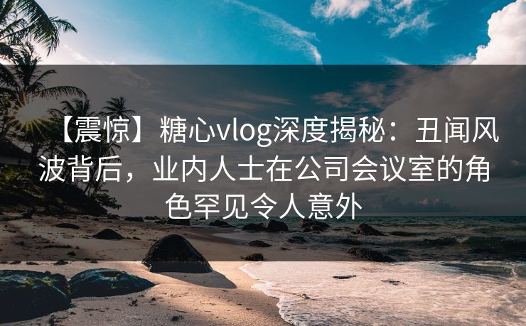 【震惊】糖心vlog深度揭秘：丑闻风波背后，业内人士在公司会议室的角色罕见令人意外