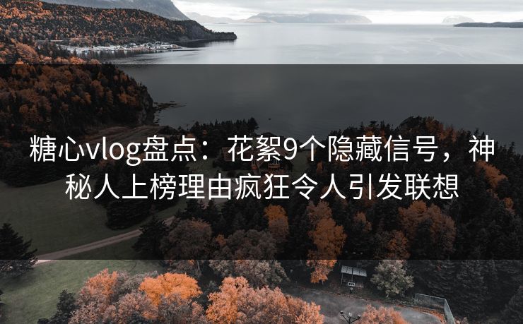 糖心vlog盘点：花絮9个隐藏信号，神秘人上榜理由疯狂令人引发联想